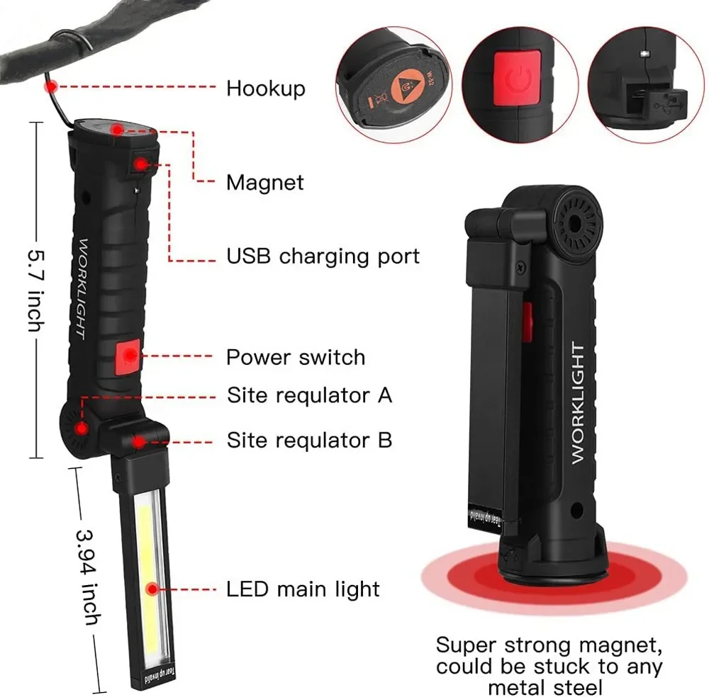 Linterna LED COB portátil, luz - Power Bank reseña y precio